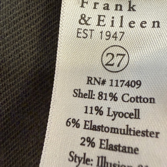 Frank & Eileen Derry Illusion Pants, Spruce / olive – Size 27 - Picture 6 of 6